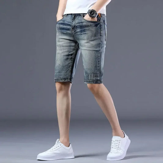 Man Denim Shorts Skinny Bermuda Slim With Pockets Long Half Short Jeans Pants for Men Summer Popular Retro Jorts Y2k Fashion Xl