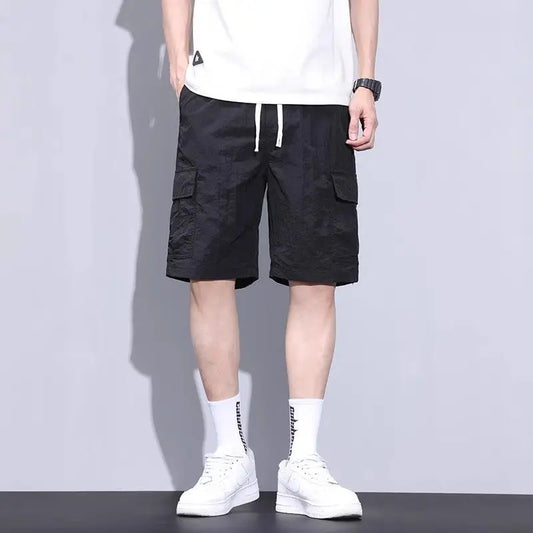 Green Male Short Pants Loose Solid Cotton Men's Cargo Shorts Clothing Japanese Street Style New in Distressed Vintage Casual Y2k