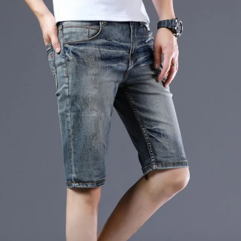 Man Denim Shorts Skinny Bermuda Slim With Pockets Long Half Short Jeans Pants for Men Summer Popular Retro Jorts Y2k Fashion Xl