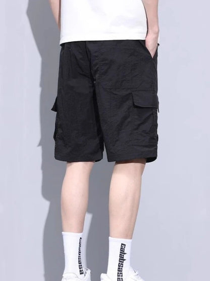 Green Male Short Pants Loose Solid Cotton Men's Cargo Shorts Clothing Japanese Street Style New in Distressed Vintage Casual Y2k