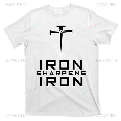 Biblical Iron Sharpens Iron Shirt - Christian Graphic Streetwear, Unisex Faith Clothing for Men Women, Youth Ministry Gift