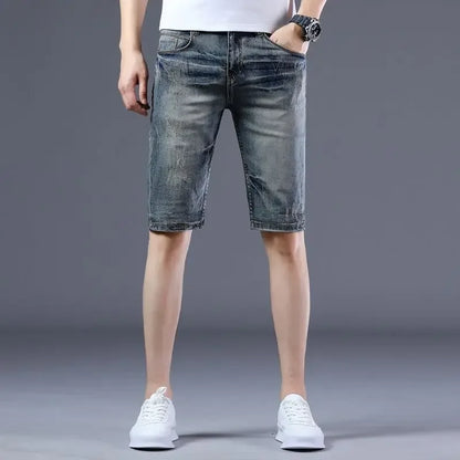 Man Denim Shorts Skinny Bermuda Slim With Pockets Long Half Short Jeans Pants for Men Summer Popular Retro Jorts Y2k Fashion Xl