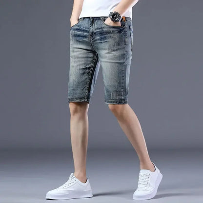Man Denim Shorts Skinny Bermuda Slim With Pockets Long Half Short Jeans Pants for Men Summer Popular Retro Jorts Y2k Fashion Xl