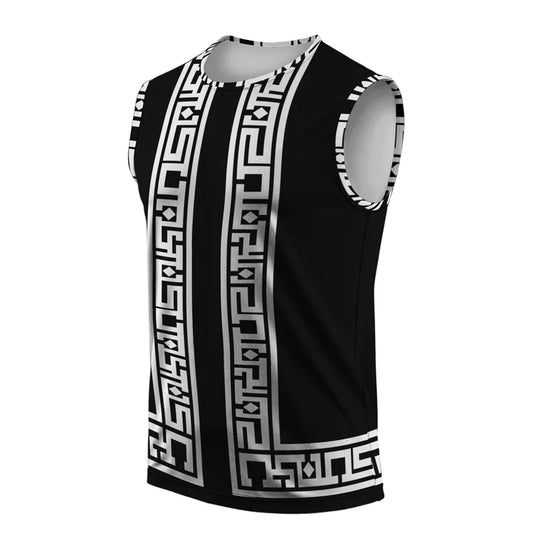 Street Fashion Light Luxury Mens Vest Round Neck Sleeveless T Shirt Printed Daily Outdoor Sports Fitness Running Top Brand 2025