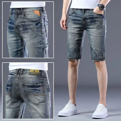 Man Denim Shorts Skinny Bermuda Slim With Pockets Long Half Short Jeans Pants for Men Summer Popular Retro Jorts Y2k Fashion Xl