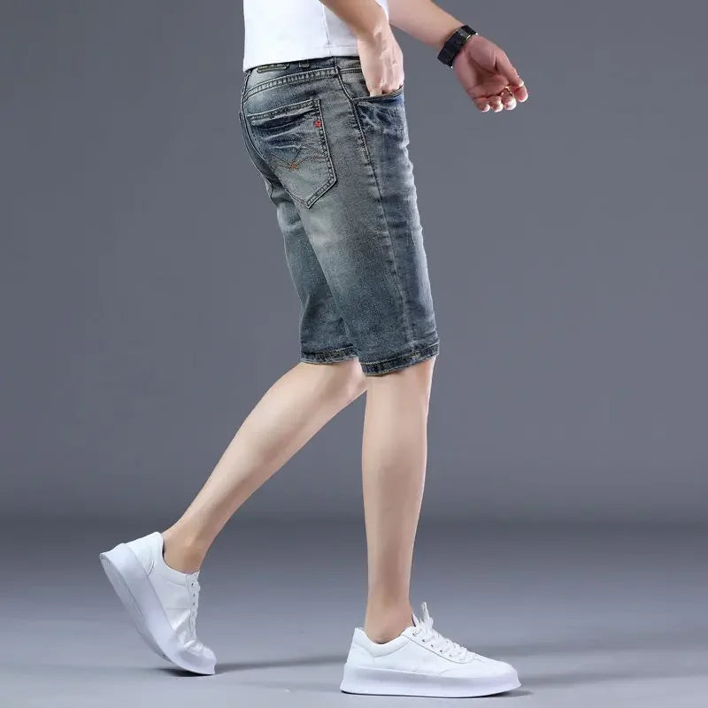 Man Denim Shorts Skinny Bermuda Slim With Pockets Long Half Short Jeans Pants for Men Summer Popular Retro Jorts Y2k Fashion Xl