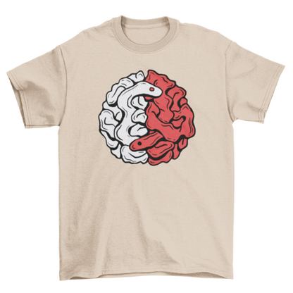 Brain snake yin yang t-shirt