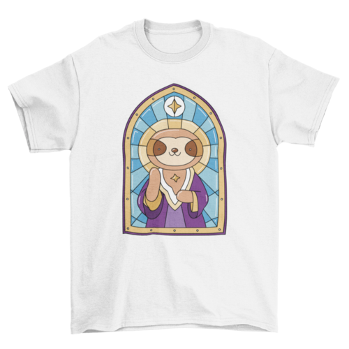 Sloth church stained glass t-shirts