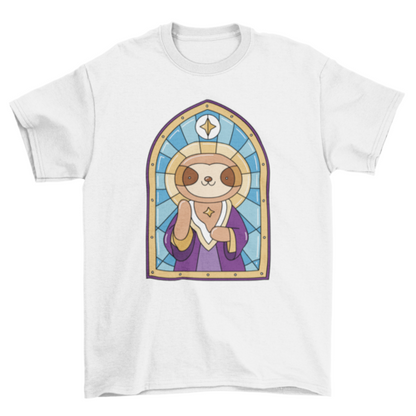 Sloth church stained glass t-shirts