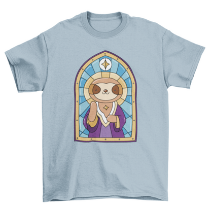 Sloth church stained glass t-shirts