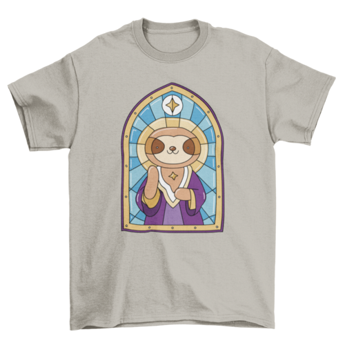 Sloth church stained glass t-shirts