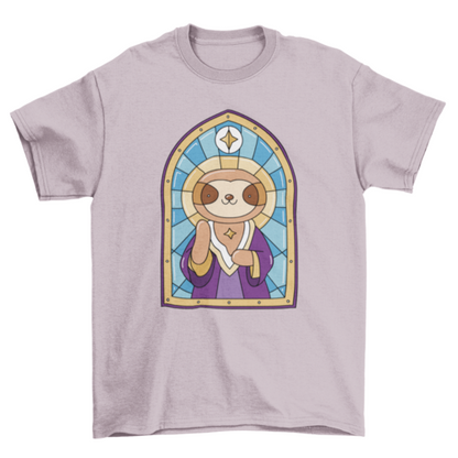 Sloth church stained glass t-shirts