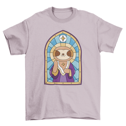 Sloth church stained glass t-shirts