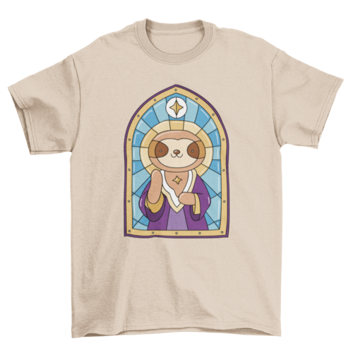Sloth church stained glass t-shirts