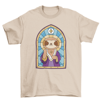 Sloth church stained glass t-shirts
