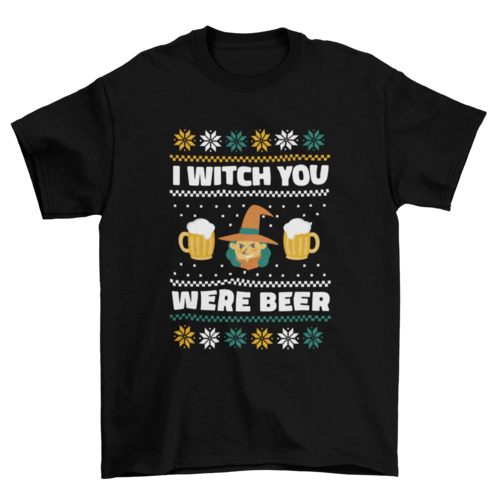 Witch and beers ugly sweater t-shirt design