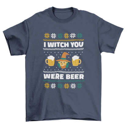 Witch and beers ugly sweater t-shirt design