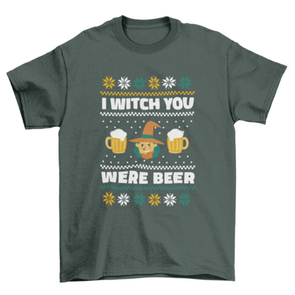 Witch and beers ugly sweater t-shirt design
