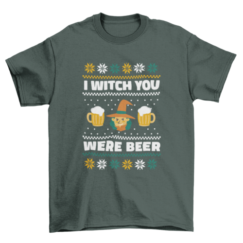 Witch and beers ugly sweater t-shirt design