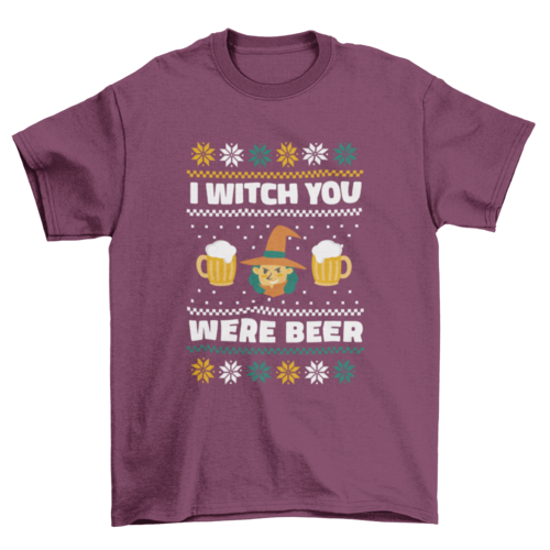 Witch and beers ugly sweater t-shirt design