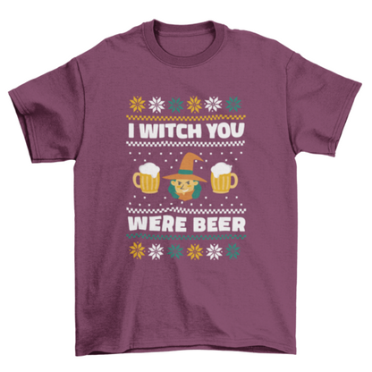 Witch and beers ugly sweater t-shirt design