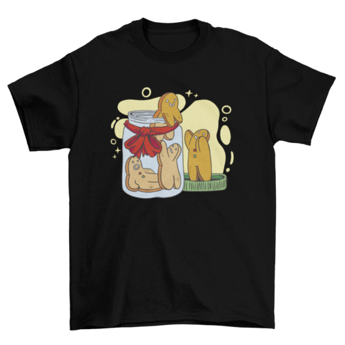 Gingerbread man cookies in jar t-shirts