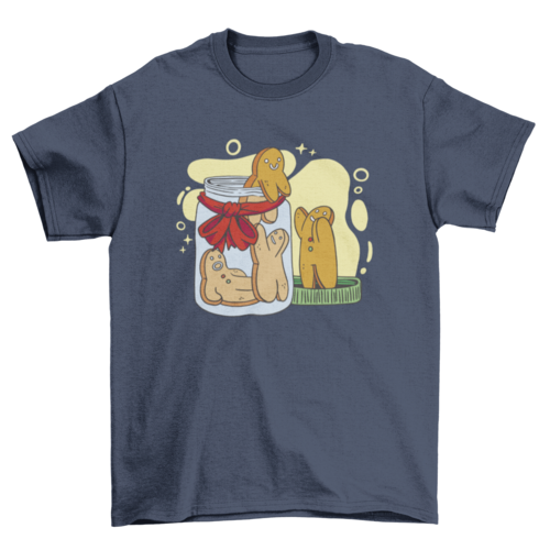 Gingerbread man cookies in jar t-shirts
