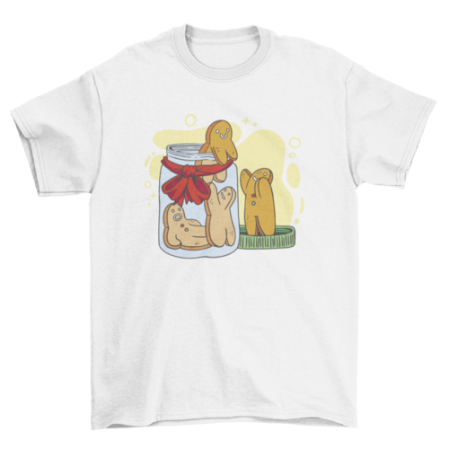Gingerbread man cookies in jar t-shirts
