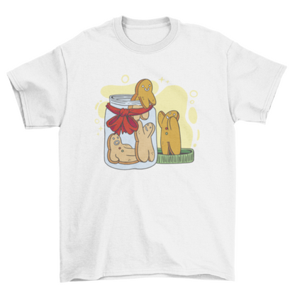 Gingerbread man cookies in jar t-shirts