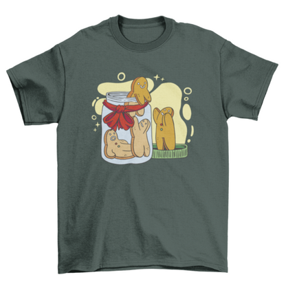 Gingerbread man cookies in jar t-shirts