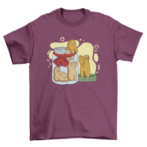 Gingerbread man cookies in jar t-shirts