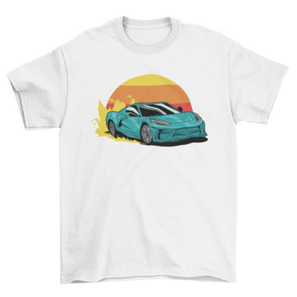 Race car driving on fire t-shirts.