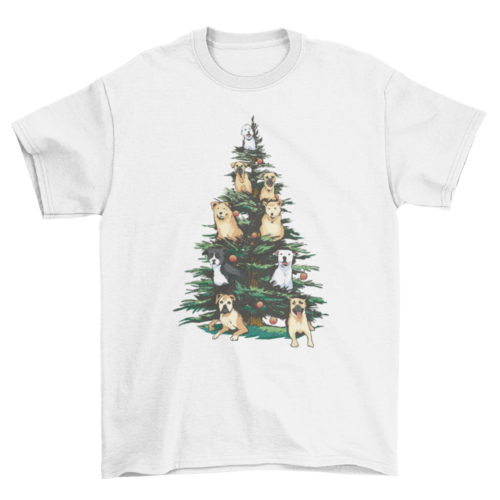 Christmas tree with dogs t-shirt