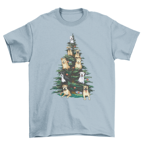 Christmas tree with dogs t-shirt