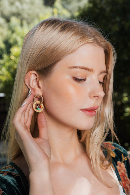 Infinity Bloom Beaded Woven Dangle Earrings.