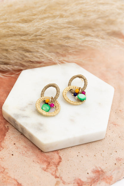 Infinity Bloom Beaded Woven Dangle Earrings.