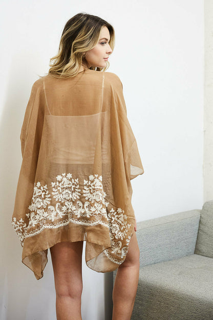 Floral Embroidered Stitched Kimono