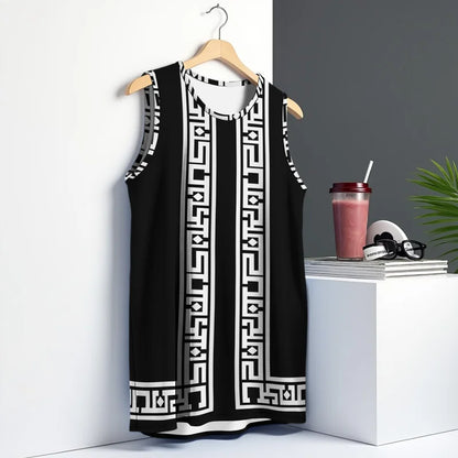 Street Fashion Light Luxury Mens Vest Round Neck Sleeveless T Shirt Printed Daily Outdoor Sports Fitness Running Top Brand 2025