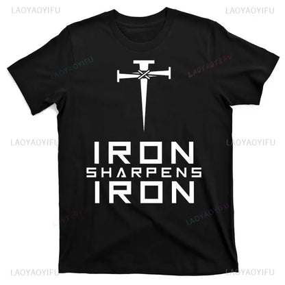 Biblical Iron Sharpens Iron Shirt - Christian Graphic Streetwear, Unisex Faith Clothing for Men Women, Youth Ministry Gift