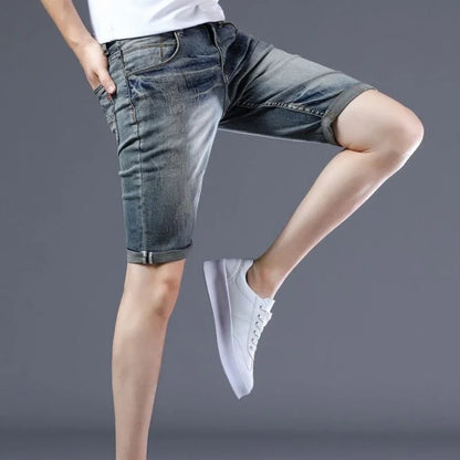 Man Denim Shorts Skinny Bermuda Slim With Pockets Long Half Short Jeans Pants for Men Summer Popular Retro Jorts Y2k Fashion Xl