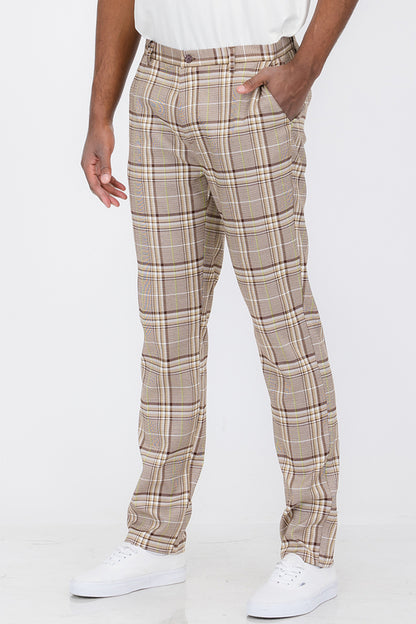 Plaid Slim Fit Trouser Pants.