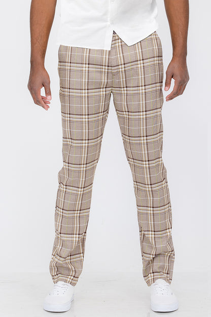 Plaid Slim Fit Trouser Pants.