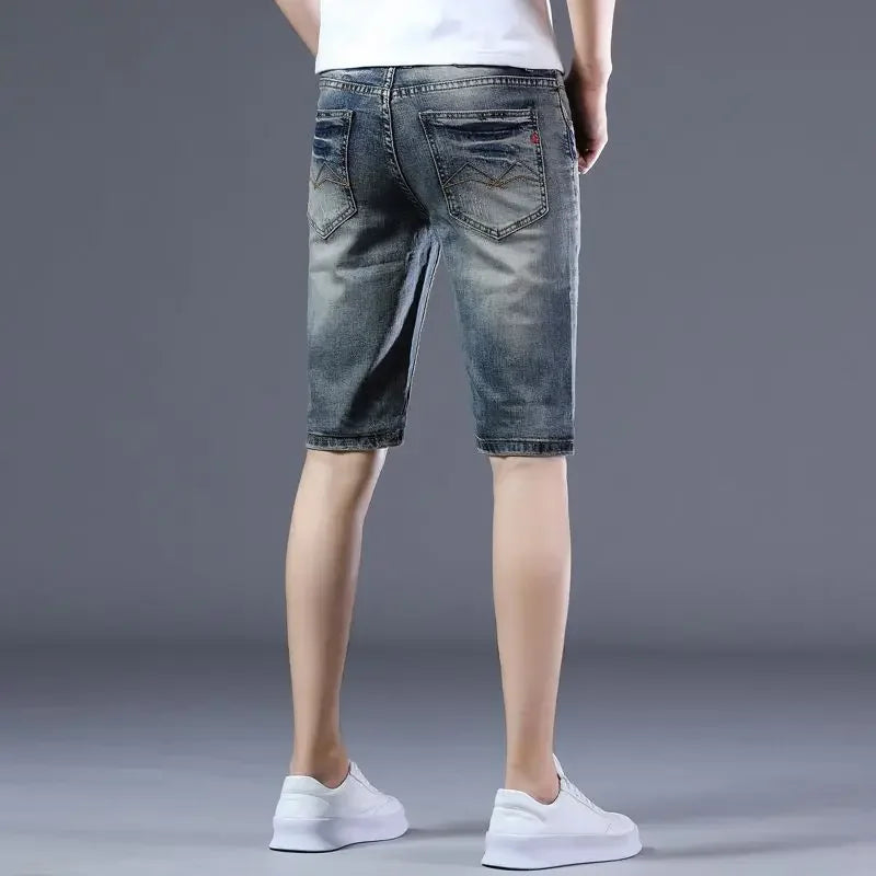 Man Denim Shorts Skinny Bermuda Slim With Pockets Long Half Short Jeans Pants for Men Summer Popular Retro Jorts Y2k Fashion Xl