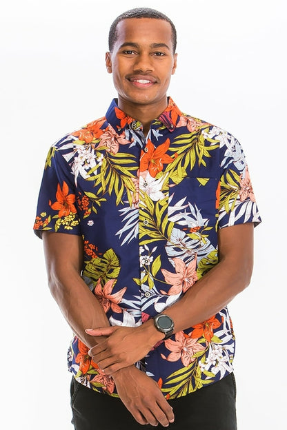 HAWAIIAN PRINT BUTTON DOWN SHIRT